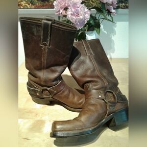 FRYE WOMEN'S 8.5 Brown HARNESS MOTORCYCLE BOOTS